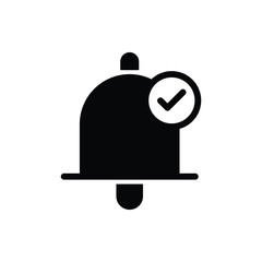 Bell notification icon set isolated on black background. Contains such as  add, X cross, check mark, exclamation, zzz, do not enter, settings, lock sign. Perfect for website or design graphic.