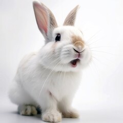 Obraz premium white rabbit on white background, generative Ai 