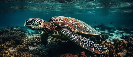 sea turtle swimming, generative AI 