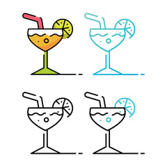 Cocktail icon design in four variation color