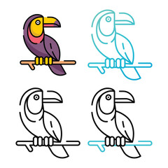 Toucan icon design in four variation color