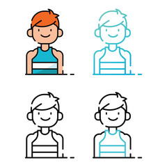 Man beach icon design in four variation color