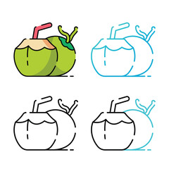 Coconut icon design in four variation color