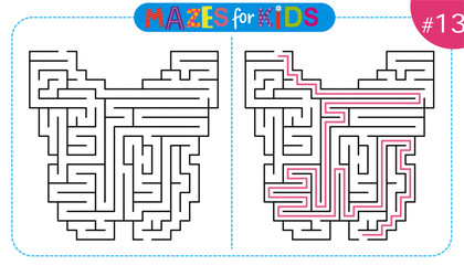Maze puzzle labirynth for kids with solution
