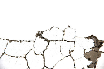 White cement walls, old, dirty and cracked surfaces with white background.