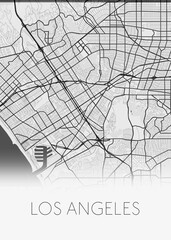 white and black Map of Los Angeles United States