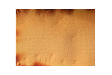 The old zinc for the wall is rusty and dirty isolated on white background.Copy space.