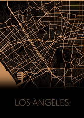 black and orange Map of Los Angeles United States