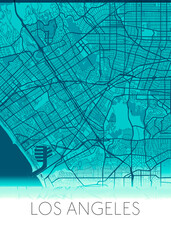 blue modern Map of Los Angeles United States