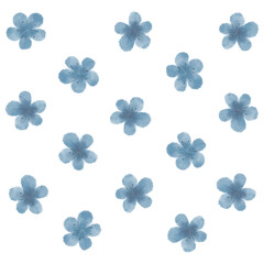 Blue flowers painted by watercolor