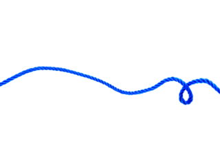 blue rope with knot isolated on white background.Useful to hold objects firmly, safely and strong..