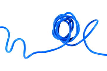 Blue wire cable of usb and adapter isolated on white background.Electronic Connector.Selection focus.