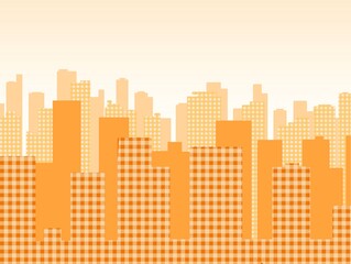 Evening morning hot day orange and yellow city background(Gingham check)