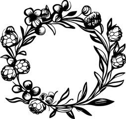 Flower Wreath Line Art
