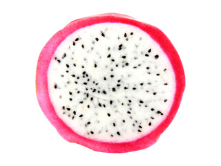 Dragon fruit or cactus isolated on white background.Can see the white piece clearly.Is a fruit that is high in vitamins.Selection focus.