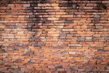Old brick wall with stains. Dirty brick walls that are not plastered background and texture. Background of old vintage brick walls.