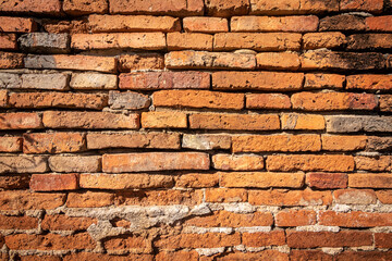 Old brick wall with stains. Dirty brick walls that are not plastered background and texture. Background of old vintage brick walls.