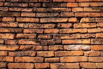 Old brick wall with stains. Dirty brick walls that are not plastered background and texture. Background of old vintage brick walls.