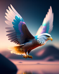Fototapeta premium Colorful Eagle Flying Ai Generate