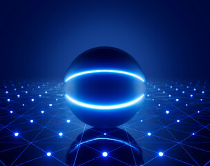 Futuristic Basketball Ball And Stage