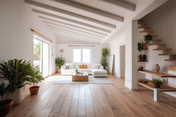 Fototapeta premium Cozy living room with a modern design. Generative ai