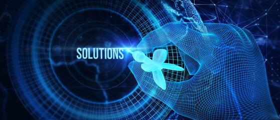 Business, Technology, Internet and network concept. Solutions business words. 3d illustration