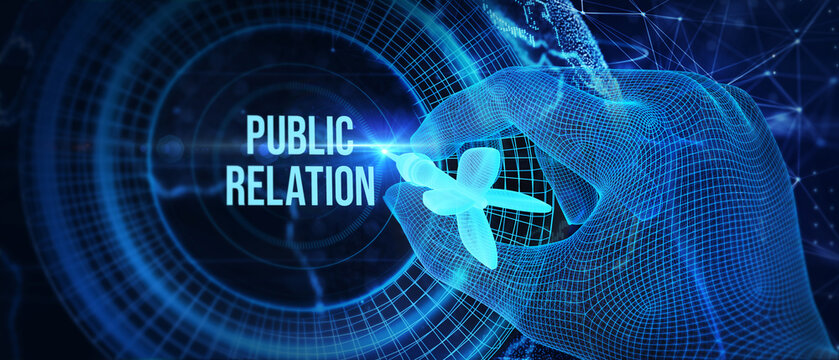 PR Public relations concept. Communication advertising marketing strategy. 3d illustration