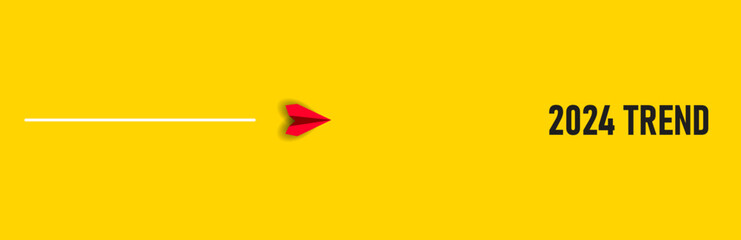 Red paper airplane flying on train 2024.new business, success idea concepts.