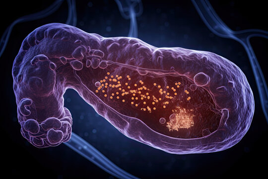 Cancer cells attacking the pancreas. Generative AI