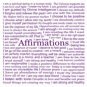Spiritual I AM affirmations word cloud coaster cushion mouse mat wall art transparent png file