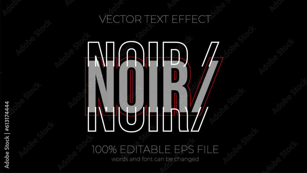Poster noir editable text effect style, eps editable text effect