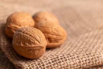 Nuts on fabric with beautiful light