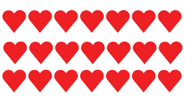 Red heart love valentine romantic health flat set Isolated red flat hearts in a range of details and shapes holiday, valentine, romance, love, wedding, marriage, feeling, icons