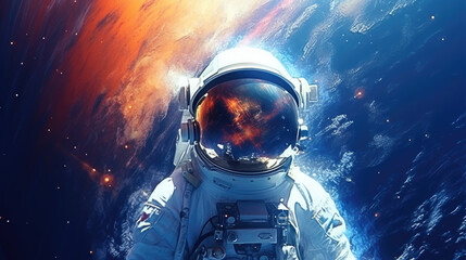 A drawing of an astronaut in outer space