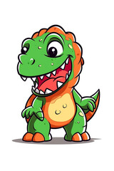 Obraz premium Tyrannosaurus rex. Dinosaur, cartoon style, kids content. White background. Ai illustration, fantasy digital painting, Generative AI