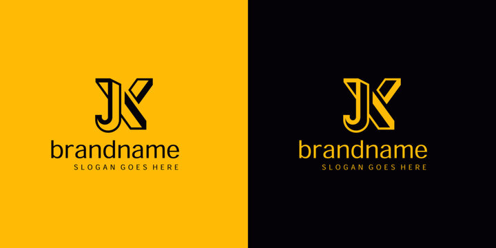 JK or JX initials logo 3d simple