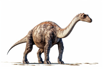 Brontosaurus. Dinosaur, realistic image. White background. Ai illustration, fantasy digital painting, Generative AI