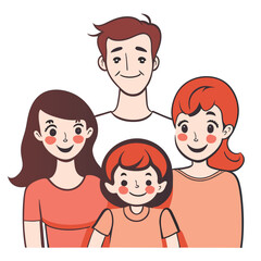Happy family father  mother and child cute hand drawn pattern vector illustration design line drawing.
