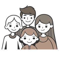Obraz na płótnie Canvas Happy family father mother and child cute hand drawn pattern vector illustration design line drawing.