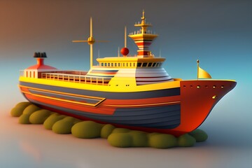 a toy ship, a 3D render, environmental art generative ai