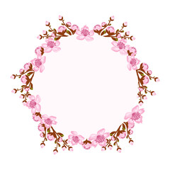 Elegant floral wreath with spring flowers. Design for invitation or greeting cards