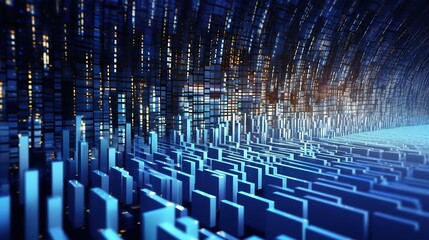 Obraz premium Big data technology futuristic background generative AI