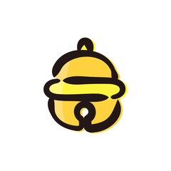 Bell - Japanese new year icon/illustration (Hand-drawn line, colored version)
