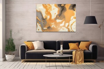 An exquisite abstract art piece featuring gold and marble ink, Generative Ai