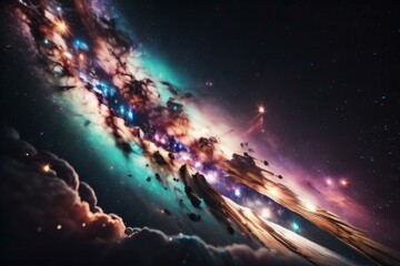 Fototapeta na wymiar Colorful space galaxy. Stary night cosmos. Universe science astronomy.