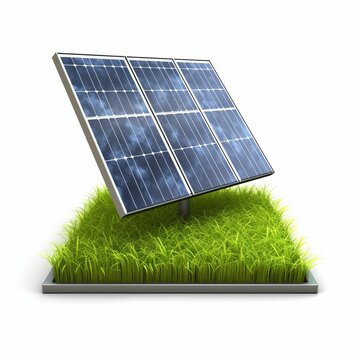 Solar Panel on a grass With White Background