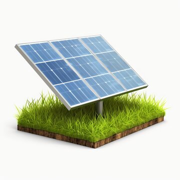 Solar Panel on a grass With White Background
