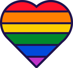 Outline Flag Heart Traditional Gay Pride Icon
