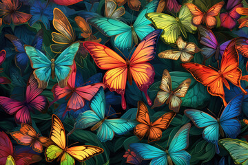Fototapeta na wymiar Ai farfalle multicolori 01