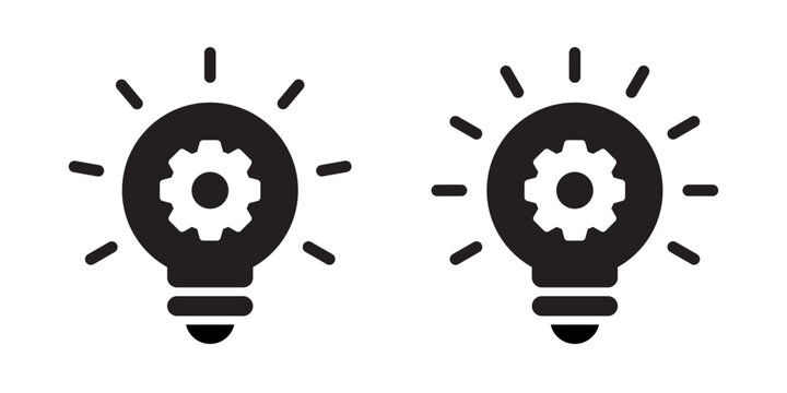 Creativity, idea bulb icon vector. Management gear symbol concept